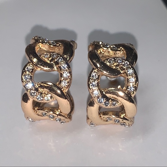 Gold Diamanté Chain Hoop Earrings💛 - Picture 3 of 5